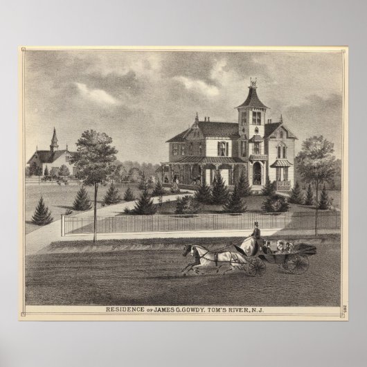 Verblijf van James G Gowdy, Toms rivier, NJ Poster (Voorkant)