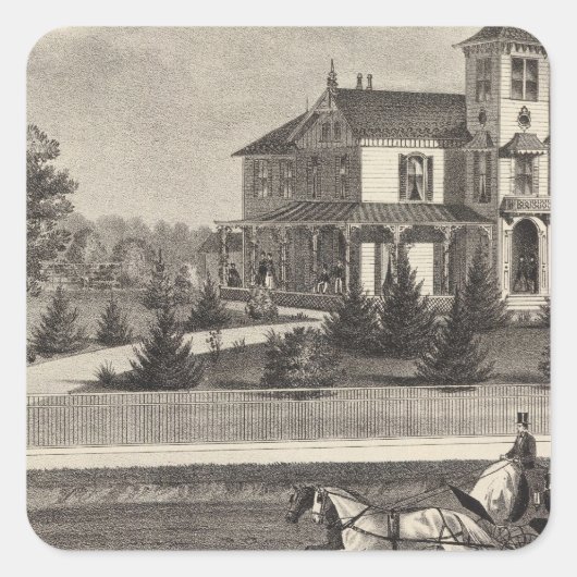 Verblijf van James G Gowdy, Toms rivier, NJ Vierkante Sticker (Voorkant)