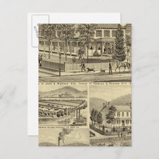 Verblijf van John A Warden Sewickley Briefkaart (Voorkant / Achterkant)