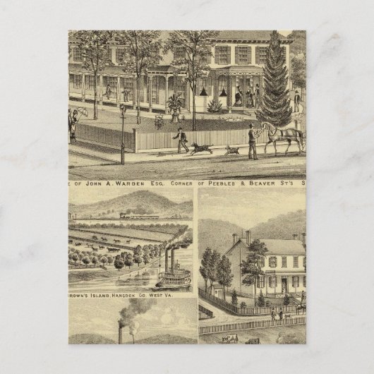 Verblijf van John A Warden Sewickley Briefkaart (Voorkant)