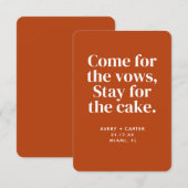 Verblijf voor de taart Grappige bruiloft Save the Kaart (Voorkant / Achterkant)