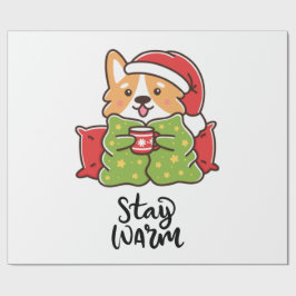 Verblijf Warm Christmas Corgi Santa Hat Holiday Cadeaupapier