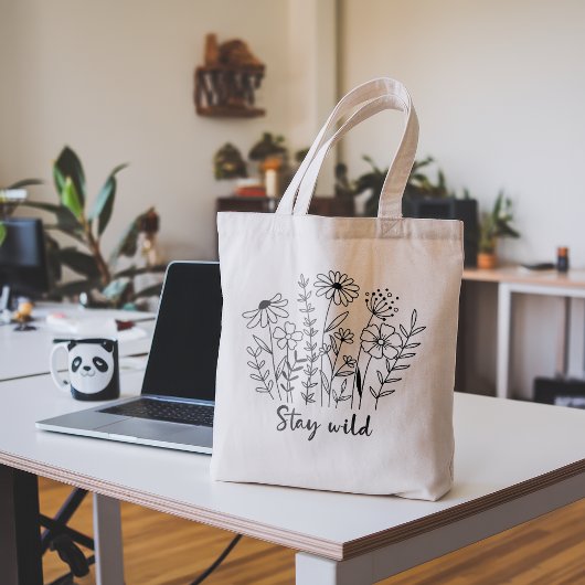 Verblijf Wild Floral Boho Line Art Tote Bag