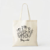 Verblijf Wild Floral Boho Line Art Tote Bag (Voorkant)