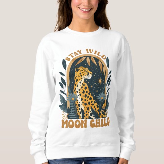 Verblijf Wild Moon Child Boho Leopard Retro Trui (Voorkant)