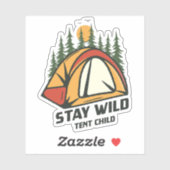 Verblijf Wild Tent Camping | Afgesneden Sticker (Vel)