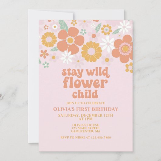 Verblijf Wilde Kind Retro Floral verjaardag Kaart (Voorkant)