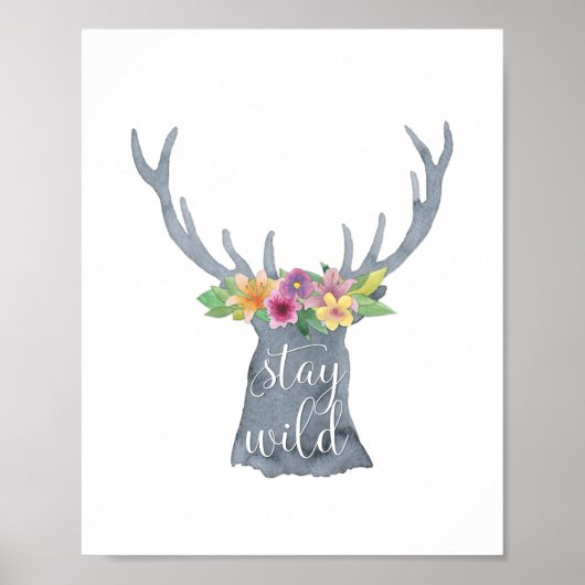 Verblijf Wilde Waterverf Antlers Poster (Voorkant)