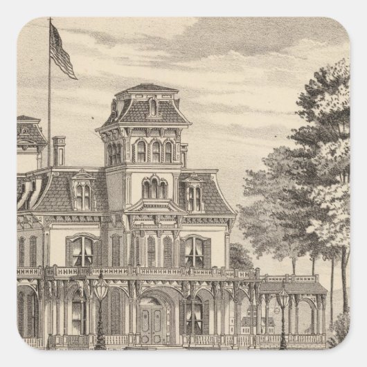 Verblijfplaats van Genl HH Baxter in Rutland Vermo Vierkante Sticker (Voorkant)