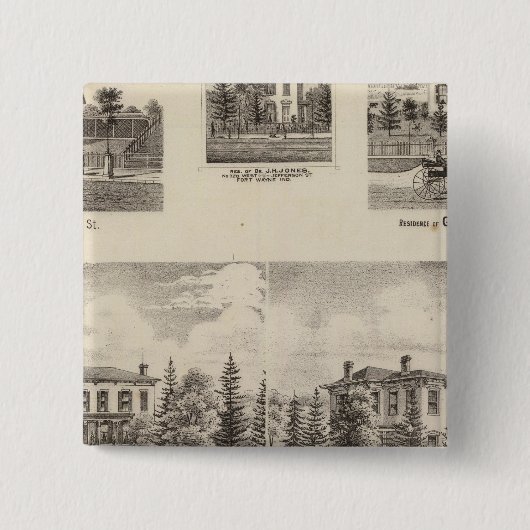 Verblijfplaats van Henry Baker e.a. Vierkante Button 5,1 Cm (Voorkant)