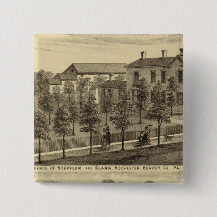 Verblijfplaats van Steffler en Clark, Rochester Vierkante Button 5,1 Cm