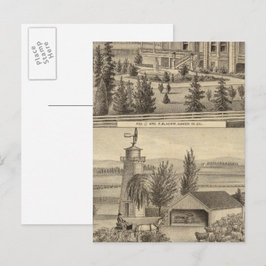 Verblijfplaats zwarte woon, boerderij briefkaart (Voorkant / Achterkant)