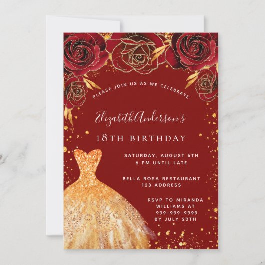 Verblijfsdag rood goud luxe kleding kaart (Voorkant)