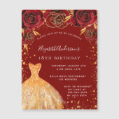 Verblijfsdag rood goud luxe kleding magnetische uitnodiging (Voorkant)