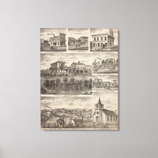 Verblijfselen, bedrijven en stad Eyota Canvas Afdruk (Voorkant)