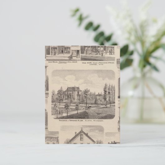 Verblijfselen en bedrijven in Austin, Minnesota Briefkaart (Staand voorkant)