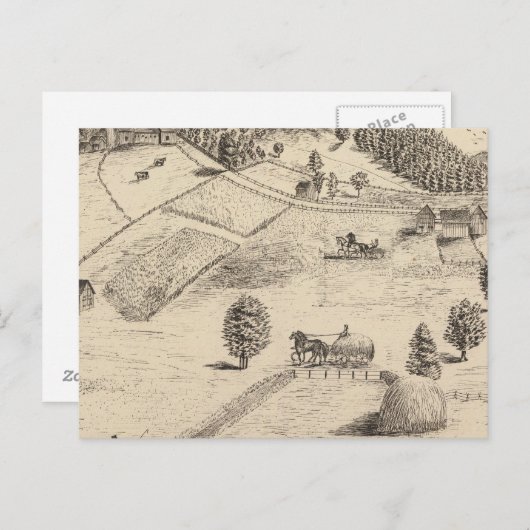 Verblijfselen en boerderij in New Haven Briefkaart (Voorkant / Achterkant)