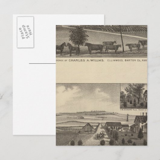 Verblijfselen en Boerderijen, Edgerton, Kansas Briefkaart (Voorkant / Achterkant)