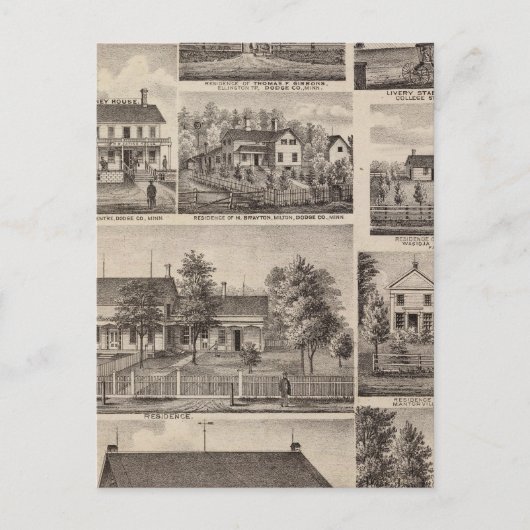 Verblijfselen en Boerderijen gebouwen, Owatonna, M Briefkaart (Voorkant)