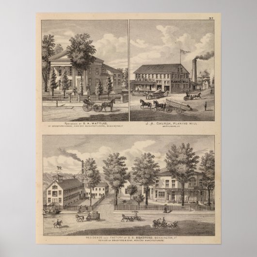 Verblijfselen en fabriek in Bennington Poster (Voorkant)