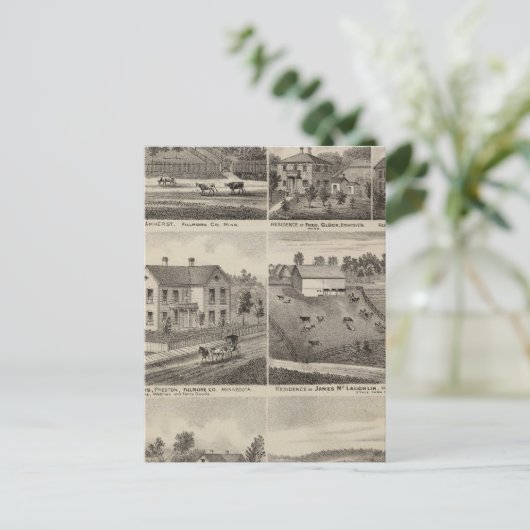 Verblijfselen in Amherst en Fillmore, Minnesota Briefkaart (Staand voorkant)