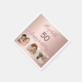 Verblijfsfeest roos gouden roze servet (Hoek)