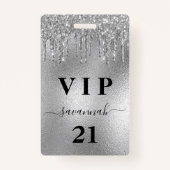 Verblijfsfeest zilveren glitter druist luxe vip in badge (Voorkant)