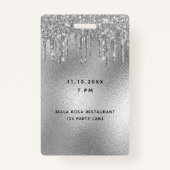 Verblijfsfeest zilveren glitter druist luxe vip in badge (Achterkant)