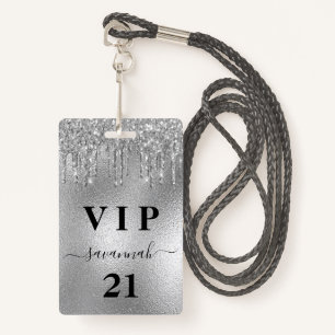Verblijfsfeest zilveren glitter druist luxe vip in badge