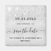 Verblijfsfeestdag zilverglitter metaal, met uitzon magneet (Voorkant)