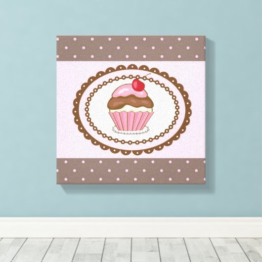 Verblijfskaart met cupcake canvas afdruk (Insitu (Houten vloer))
