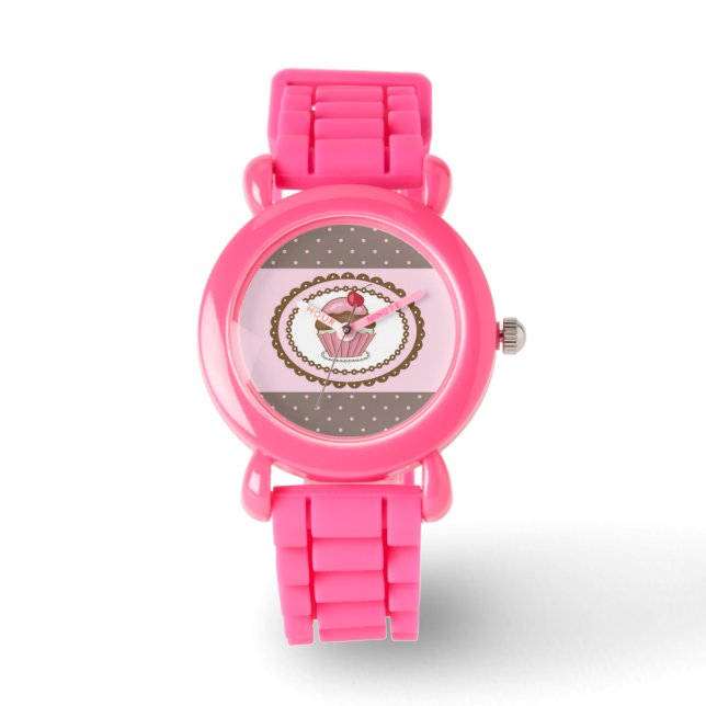 Verblijfskaart met cupcake horloge (Voorkant)