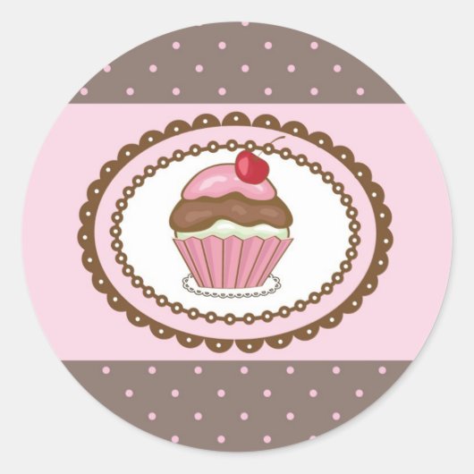 Verblijfskaart met cupcake ronde sticker (Voorkant)