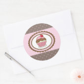 Verblijfskaart met cupcake ronde sticker (Envelop)
