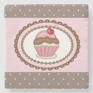 Verblijfskaart met cupcake stenen onderzetter