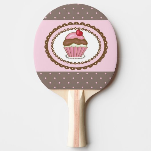 Verblijfskaart met cupcake tafeltennisbatje (Voorkant)