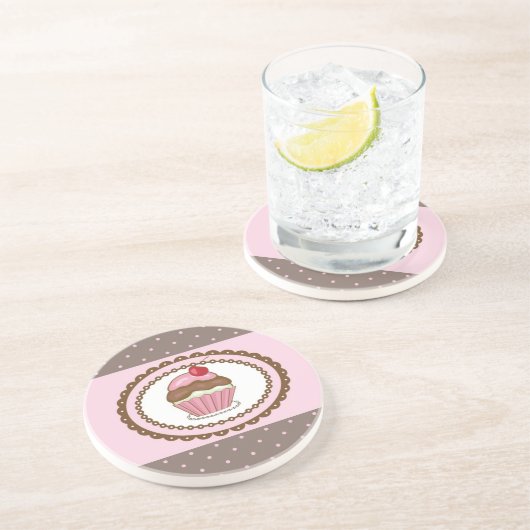 Verblijfskaart met cupcake zandsteen onderzetter (Zijkant)
