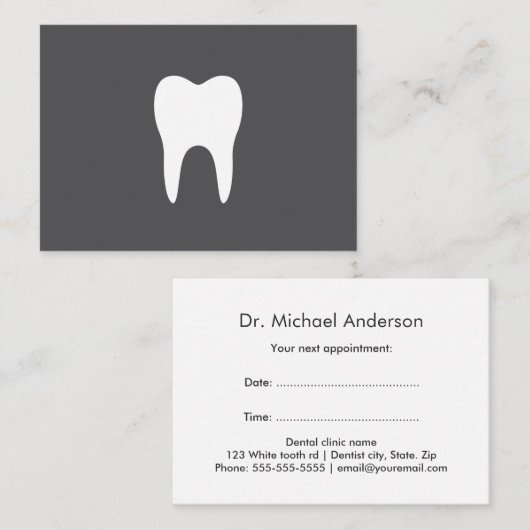 Verblijfskaarten voor tandheelkundig gebruik - gri afsprakenkaartje (Voorkant / Achterkant)