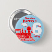 Verblijfsnaam en ouderdomsknoop rode trein / badge ronde button 5,7 cm (Voorkant /achterkant)