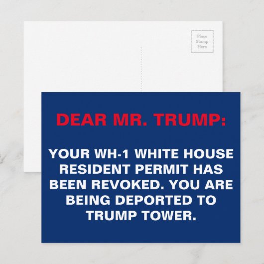 Verblijfsvergunning Witte Huis ingetrokken Briefkaart (Voorkant / Achterkant)