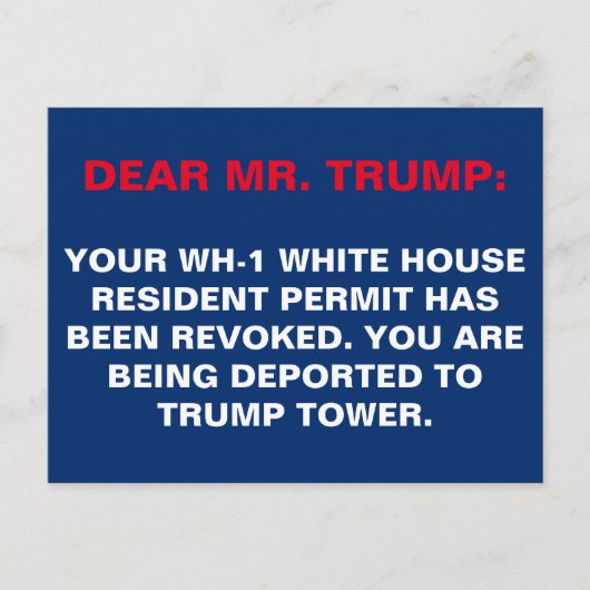 Verblijfsvergunning Witte Huis ingetrokken Briefkaart (Voorkant)