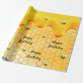 Verblijfsvriendelijke hommels, honingraatdruppels cadeaupapier (Uitgerold)