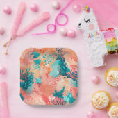 Verblindend koraal papieren bordje (Feest)