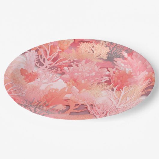 Verblindend koraal papieren bordje (Gekanteld)