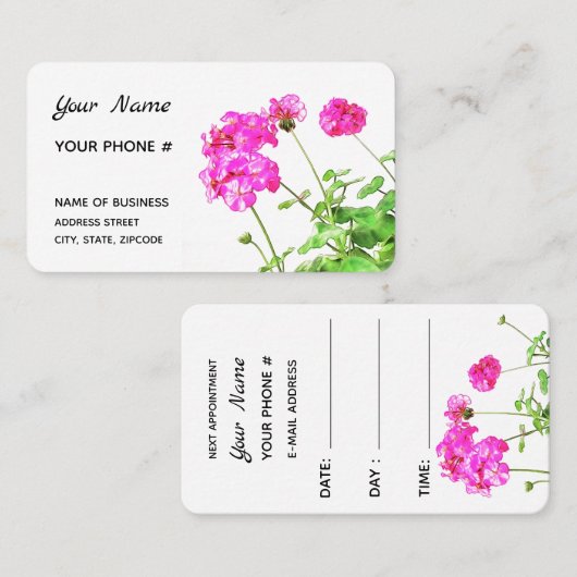 Verblindende Geraniums, Achterkant Volgende Benoem Visitekaartje (Voorkant / Achterkant)