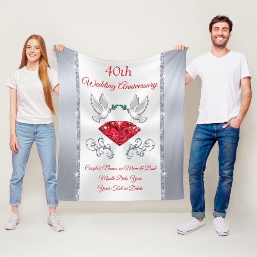 Verbluffend 40-jarig Jubileum Gift for Wife, Ruby Fleece Deken (In situ)