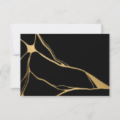 Verbluffend Abstract zwart en gouden Kintsugi RSVP Kaartje (Achterkant)