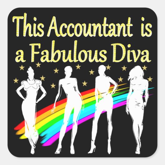 VERBLUFFEND ACCOUNTANT DIVA DESIGN VIERKANTE STICKER (Voorkant)