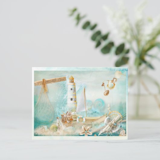 Verbluffend Aqua Zee Collage Briefkaart (Staand voorkant)