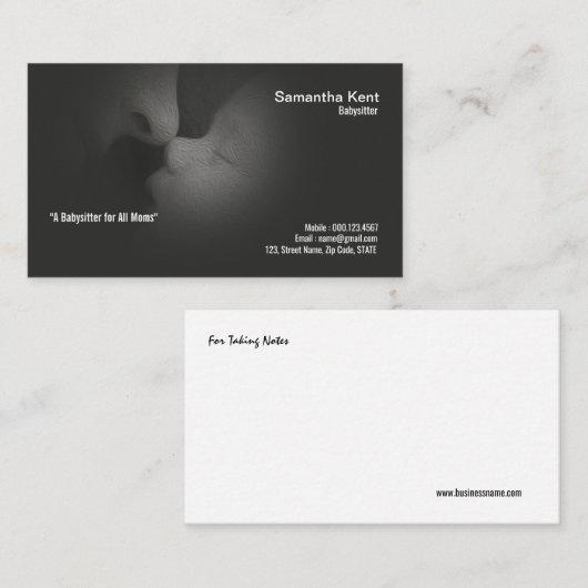 Verbluffend Baby van Mam. Nanny Visitekaartje Contactkaartje (Voorkant / Achterkant)
